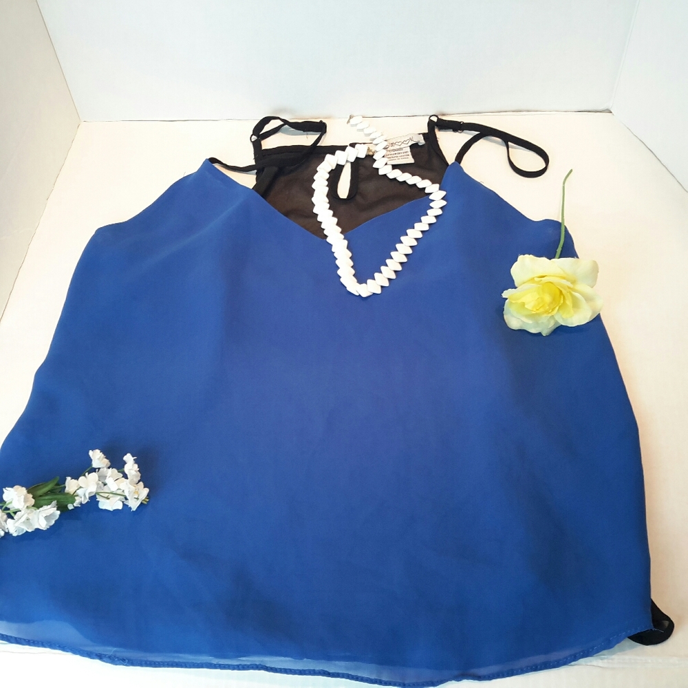 Swool Blue &Black Spagetti Straps Blouse Size L